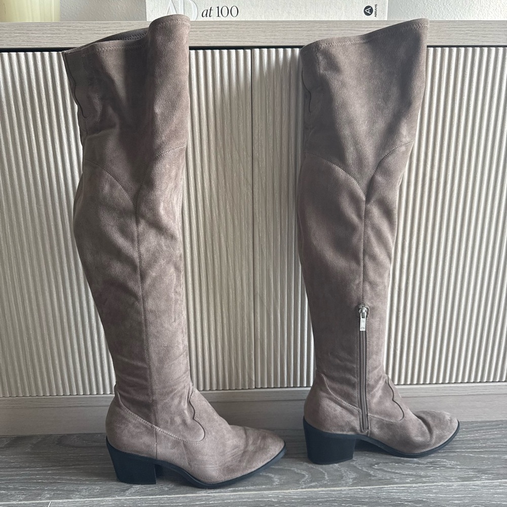 Marc Fisher Suede Over-the-Knee Boots - Taupe